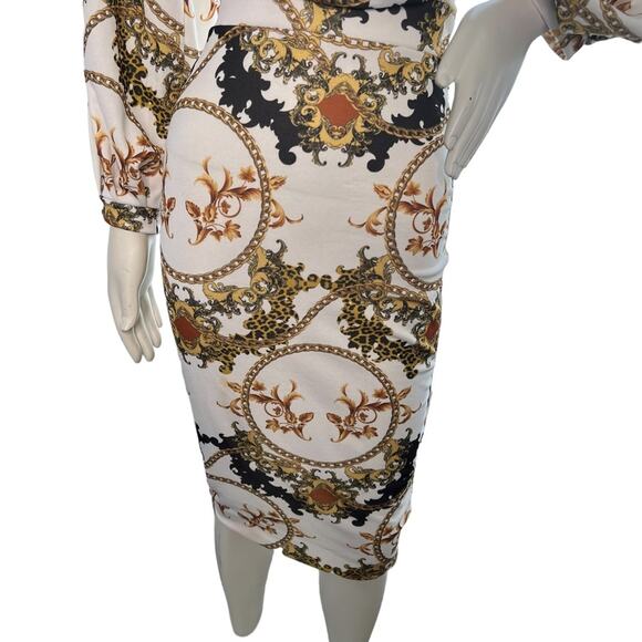 Boohoo Chain Print Midi Bodycon Dress 6 - Picture 7 of 16